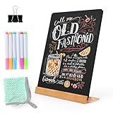 NEWNEWSHOW 8.7x12 Inch Tabletop Chalkboard with Wood Holder, Store Signs Chalkboard Menu Chalkboard Stand, Message Board, Bar and Special Event Decorations, Double-Sided Painting