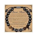 Inngeroo Fathers Day Dad Gifts from Daughter Son Bracelets for Men Mens Gifts Father's Day Birthday Gifts for Men Dad Mens Bracelet Natural Stone for Husband, black