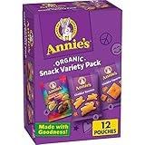 Annie's Organic Kids Snacks Variety Pack, Cheddar Bunnies, Bunny Grahams and Cheddar Squares, School Lunch Snacks, 12 Pouches, 11 oz