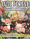 Cute Forest Kawaii Animals Coloring Book: 25+ Adorable Kawaii Animal Illustrations with Full Page Nature Scenery - For Adults & Teens Relaxation (Creative Hollow Cute Animals Coloring Books)