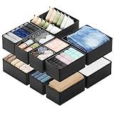 SpaceAid Drawer Organizer Clothes, 12 Pack Dresser Organizer Bins for Nursery, Closet Organization and Storage Dividers for Clothing, Baby Clothes, Underwears, Socks (Black)