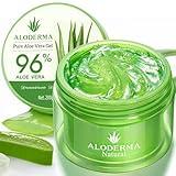 Aloderma Organic Aloe Vera Gel for Face & Body, 96% Pure Aloe Gel Made within 12 Hours of Harvest, Ideal for Skin, Scalp, & Hair Hydration, Calming Moisturizer for Soothing After Sun Care Relief, 7oz