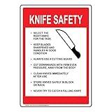 ComplianceSigns.com Knife Safety Sign, 10x7 in. Plastic for Safe Food Handling