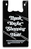 Large Plastic Black Bags 350 Count Extra Heavy Duty 1/6 Grocery Thank You Bags