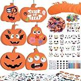 Besslly 334 Pcs Fall Halloween Foam Pumpkin Crafts, 36 Set Halloween Crafts Foam Pumpkin Stickers DIY Fall Halloween Decorations Ornaments Classroom Party Favor Supplies Activities