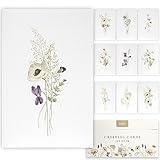 KIBAGA Beautiful Greetings Cards Set of 20 with Envelopes & Stickers - Tasteful Assorted Get Well Blank Note Cards 4x6 in Flower Artwork Design - Perfect Stationary Set For All Occasions