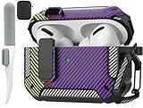 Maxjoy Airpods Pro 2nd/1st Generation Case Cover with Lock, AirPods Pro 2 Protective Case with Keychain Compatible with Apple Airpods Pro 2 2023 USB C Cable/ 2022/ Pro 2019, Carbon Fiber Purple