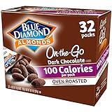 Blue Diamond Almonds Dark Chocolate Cocoa Dusted Snack Nuts perfect for On-the-go Snacking, School, Gym, and Kids, 100 Calorie Packs, 32 Count