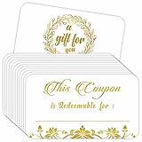 PARTH iMPEX 50 Blank Coupon Cards - for Small Business, Him, Her, Husband, Wife, Mom, Dad, Gift Certificates Redeem Vouchers Loyalty Cards Employee Appreciation Gifts - Stunning Gold Foil 3.5"x2"