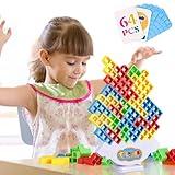 LIMYIOM 64Pcs Tetra Tower Game, Stack Attack Family Board for 2 Players Family Games, Building Blocks Stacking Balance Games Toys for Kids, Adults, Friends, Classroom, Family and Travel Party