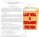 Zastic! 2024 Last Will and Testament Kit: Blank Legal Last Will Testament Forms, Do It Yourself Legal Will Maker Templates - End of Life Planning Kit - Includes 3 Blank Forms, Guide, & Envelopes