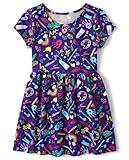 The Children's Place Girls' Short Sleeve Everday Dresses, Purple Doodle