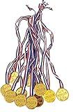 Art&Beauty 12PCS Gold Plastic Winner Award Medals for Parties, Sports, Competitions, Spelling Bees, Party Favors