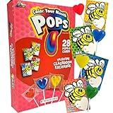 Color Your Mouth Lollipop and Card Valentine's Day Classroom Exchange, 28 Count