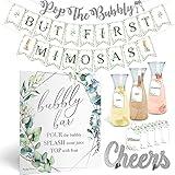 Mimosa Bar Supplies Kit | Bubbly Brunch Decor & Bridal Shower Games Silver, Winter Wonderland Baby Its Cold Outside Baby Shower Decorations Its a Boy Royal King Sign Greenery Momosa Banner (Navy Blue)