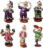 era85 6-Piece Antique Collectible Decorative Porcelain Wall-Mounted Clown Figurine Set for Home or Office, 12 inches, Multicolor