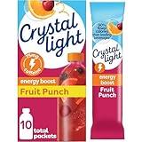 Crystal Light Energy Boost Fruit Punch Drink Mix, 10 ct On-the-Go Packets