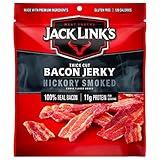 Jack Link's Bacon Jerky, Hickory Smoked, 2.5 oz. Bag - Flavorful Ready to Eat Meat Snack with 11g of Protein, Made with 100% Thick Cut, Real Bacon, Perfect Hunting Trip Snacks (Packaging May Vary)