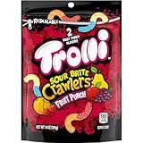 Trolli Sour Brite Crawlers Candy, Fruit Punch Flavored Sour Gummy Worms, 14 Ounce