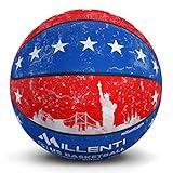 Millenti Basketball American Flag Stars and Stripes High-Visibility, Easy-to-Track Designs, Patriotic USA Basketball Red, White & Blue - Size 7, BB0407RWB