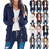 Black of Friday Deals 2023 Womens Women's Cardigan Chunky Open Front Button Sweaters with Pockets Loose Slouchy Oversized Fall Outerwear Coat Plus Size Sweater Set Black 5X