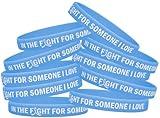 In the Fight for Someone I Love Silicone Wristband Bracelet for Prostate Cancer, Graves' Disease Awareness (10 Pack) - Light Blue