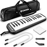 CAHAYA Melodica 32 Keys Double Tubes Mouthpiece Air Piano Keyboard Musical Instrument with Carrying Bag 32 Keys, Black, CY0050-1