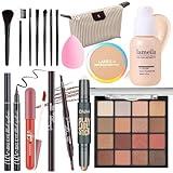 YBUETE Makeup Set Full Kit for Girls Teens Women, Makeup Present Set, Includes Eyeshadow, Foundation, counter stick, Powder, Eyebrow Pencil, Eyeliner, Brushes, Lip Gloss, Sponge, Cosmetic Bag