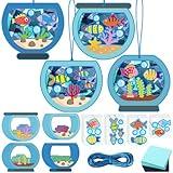 Chiisong 24 Sets Fishbowl Paper Crafts for Kids Summer Fish Tissue Paper Sign Craft Kit Make Your Own Aquarium DIY Paper Craft Art Projects for Kids Fun Classroom Home Activities, 4 Styles