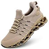 Mens Slip on Walking Running Shoes Blade Tennis Casual Fashion Sneakers Comfort Non Slip Work Sport Athletic Trainers Khaki