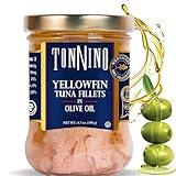 Tonnino Yellowfin Tuna in Olive Oil, Gluten-Free Premium Jarred Atun, Healthy Snacks for Adults, Ready to Eat Meals, EBT Eligible Items, Alternative of Salmon, Pack of 6