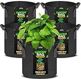 Utopia Home 5 Pack 5 Gallon Grow Bags, 300G Thickened Nonwoven Plant Fabric Pots for Outdoor, Grow Pots, Garden Plant Bags, Aeration Fabric Planter Bags for Fruits, Vegetables and Flowers