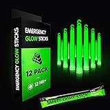 12 Ultra Bright Emergency Glow Sticks - Individually Wrapped Long Lasting Industrial Grade Glowsticks for Survival Gear, Camping Lights, Power Outages and Military Use (Green)