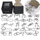 Intermediate Difficulty -28 Pieces Thicker Metal Wire Brain Teaser - Assembly & Disentanglement Puzzles Toys - Magic Trick Toys Puzzles Set - Ideal Gifts Kids Adults