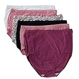 Fruit of the Loom Women's Eversoft Underwear, Tag Free & Breathable, Available, Plus Size Brief-Cotton-6 Pack-Colors May Vary, 9