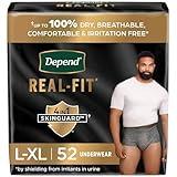 Depend Real Fit Incontinence Underwear for Men, Disposable, Maximum Absorbency, Small/Medium, Grey, 52 Count (2 Packs of 26), Packaging May Vary