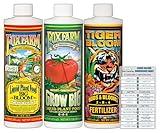 FoxFarm Liquid Nutrient Trio Soil Formula: Big Bloom, Grow Big, Tiger Bloom (Pack of 3-16 oz Bottles) 1 Pint Each + Twin Canaries Chart