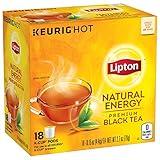 Lipton Natural Energy K-Cup Pods For a Warm Beverage Premium Black Tea Made With Real Tea Leaves 18 Pods 4 Count