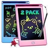 POPERFUN 2Pack LCD Writing Tablet for Kids, 8.5 Inch Doodle Board Drawing Tablet Colorflu Reusable Drawing Board Kids Toys for Ages 3 4 5 6 7 8, Christmas Birthday Gift for Boy Girls in Blue+Pink