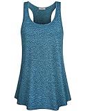 Miusey Plus Activewear Tank,Female Running Sporty Working Out Youth Summer Breezy Cozy Sleeveless Roomy Soft Surroundings Swingy Yoga Gym Tank Casual Fashionable Tops Ocean Blue XXL