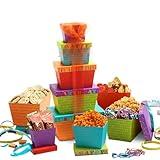 Broadway Basketeers Food Chocolate Gift Basket Tower for Birthdays – Curated Snack Box, Sweet and Savory Treats for Parties, Best Wishes, Birthday Presents for Women, Men, Mom, Dad, Her, Him, Families