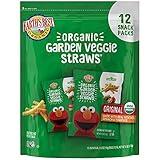 Earth's Best Organic Kids Snacks, Sesame Street Toddler Snacks, Organic Garden Veggie Straws for Toddlers 2 Years and Older, Original, Multipack, .5 oz Bags, 12 Count