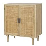 Finnhomy Sideboard Buffet Kitchen Storage Cabinet with Rattan Decorated Doors, Dining Room, Hallway, Cupboard Console Table, Liquor / Accent Cabinet, 31.5X 15.8X 34.6 Inches, Natural