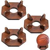 Lawei 3 Pack Wooden Ball Stand Holder, Small Ball Display Stand for Football Basketball Soccer Volleyball Rugby Bowling, Sports Ball Storage Display Rack, Trophy Autograph Memorabilia Display Cases