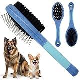 American Kennel Club AKC Pet Grooming Brush for Dogs and Cats - 2-in-1 Deshedding and Detangling Brush with Dense Nylon Bristles, Removes Loose Hair for Short and Long Coat Dogs and All Breeds