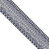 Designer’s Shop Jacquard Woven Geometric Bohemian Ribbon Trim 2-1/4" (57mm) x 3 Yards DIY for Sewing Crafting JR 755 (Navy Blue)