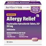 HealthCareAisle Allergy Relief - Fexofenadine Hydrochloride Tablets USP, 180 mg – 90 Tablets – Allergy Medication, Non-Drowsy 24-Hour Allergy Relief