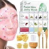 Pjordo Jelly Mask for Facials Professional,10 Pack Jelly Mask Powder with Face Mask Mixing Bowl Set, Peel Off Hydrojelly Mask, Modeling Rubber Mask for Hydrating, Nourishing & Soothing