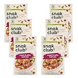 Snak Club Sweet and Salty Trail Mix with Peanuts, Butter Toffee Peanuts, Chocolatey Candies, Toasted Corn, Honey Sesame Sticks, and Almonds, Kosher Snacks, 8 oz Resealable Bags, 6 Pack