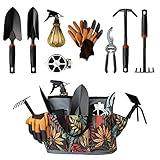 Giftable Garden tool set,Alloy Gardeners Gardening Tools Fashion Horticulture Flower Style Storage Yard Tool Organizer Handbag,Soil Shovel Weeding Rake for Digging, Planting and Pruning,Gift for Women